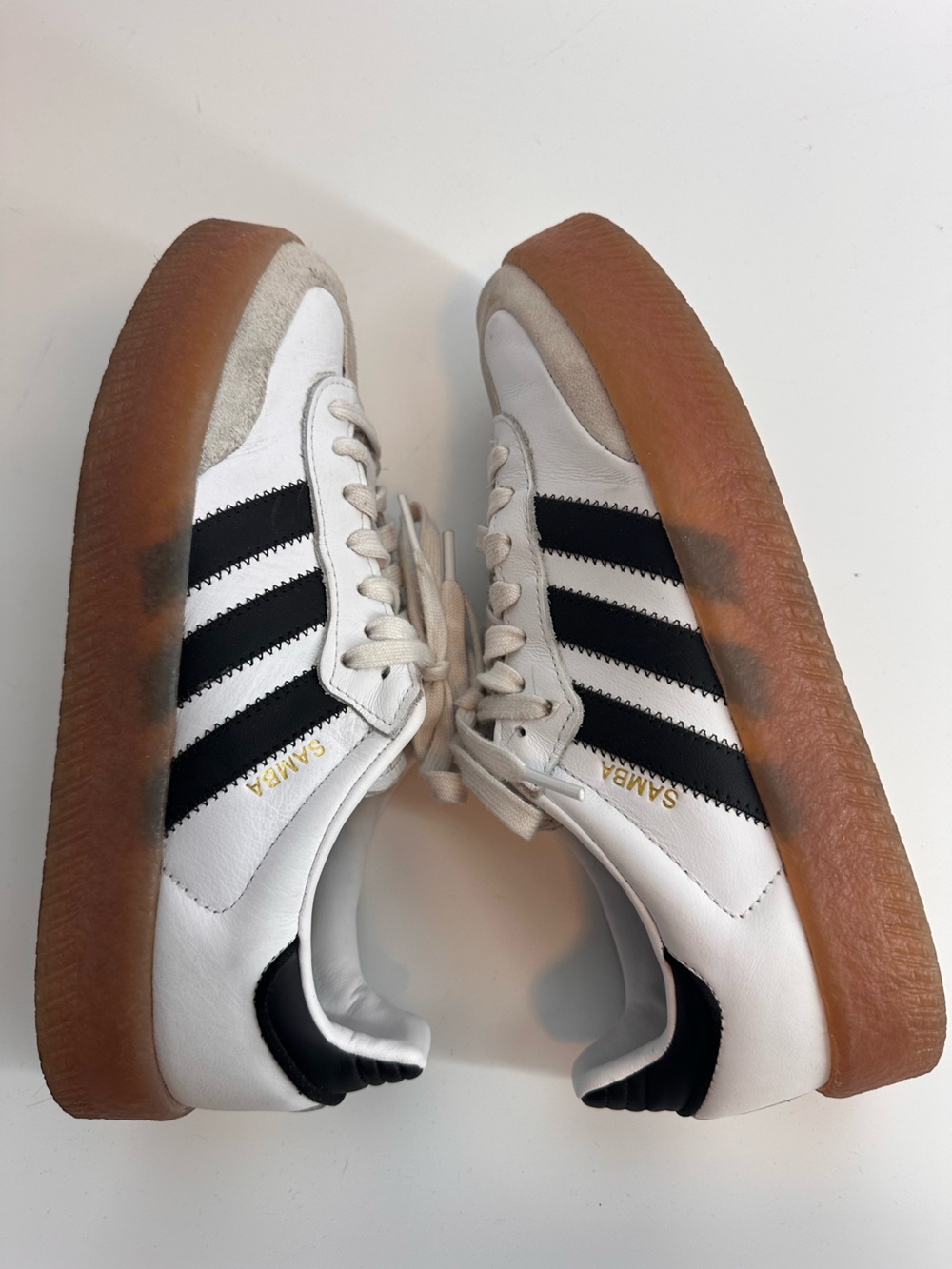 adidas White & Black Samba Leather Sneakers